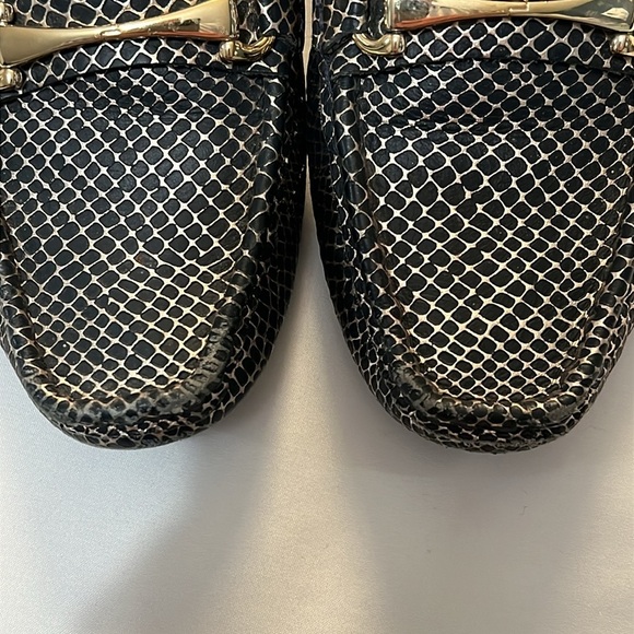 Driver Club USA “Hollywood” Navy/Gold Leather Snake Embossed Driving Moccasins - Picture 8 of 9